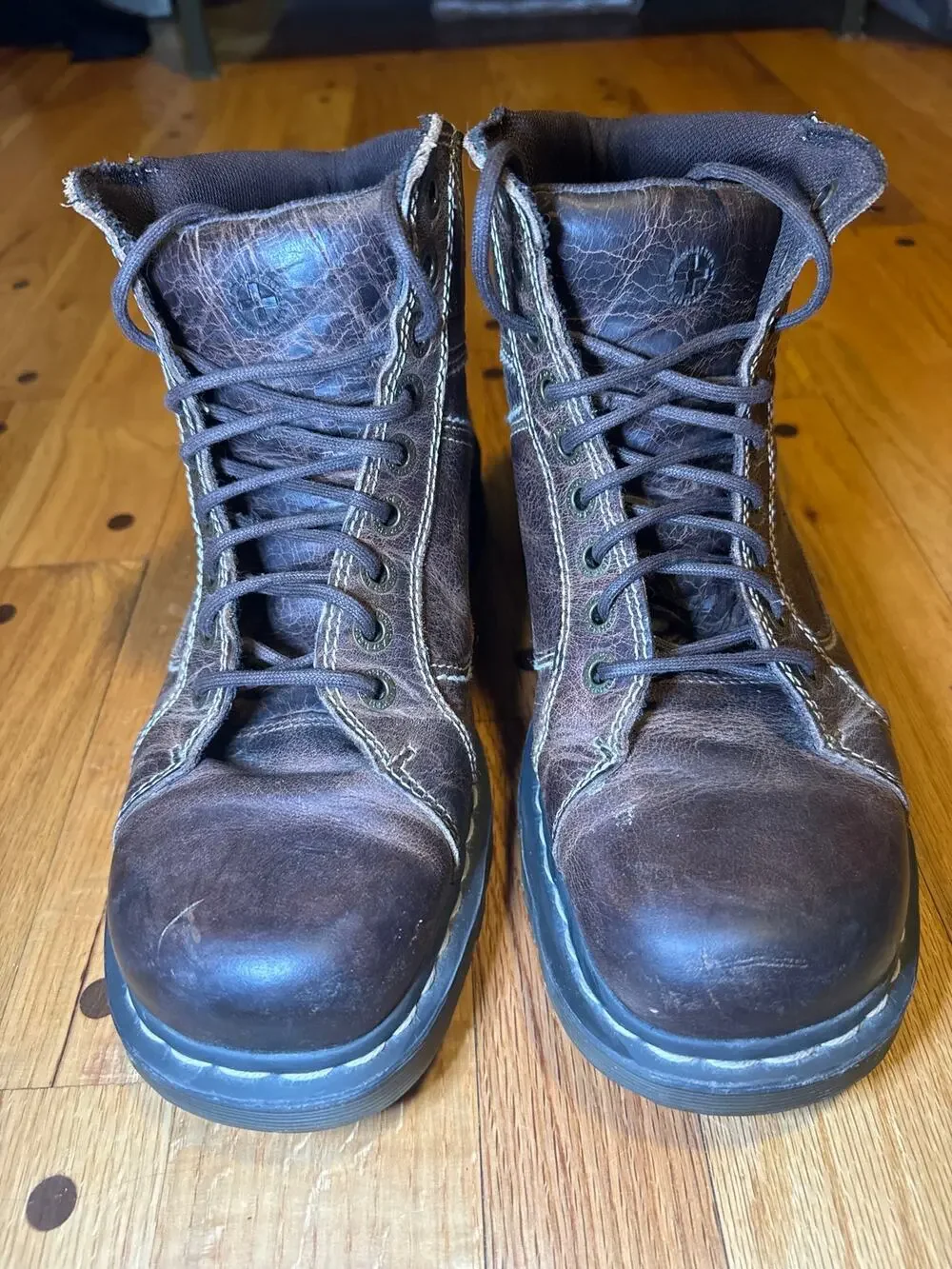 Dr Martens Soren Boots Mens 11 Brwn Distressed Leather Lace Up Combat